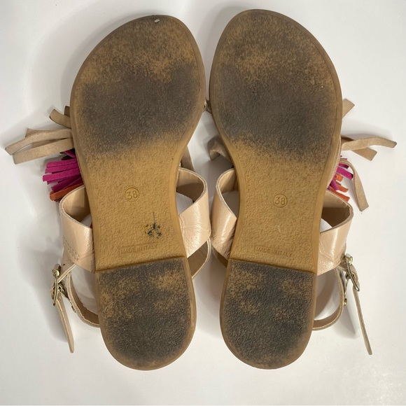 L'Intervalle Leather & Suede Nude Flat Sandals Colourful Tassel Front 38 7.5 - Picture 13 of 15